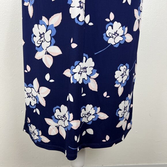 Eliza J Dress Women 10 Blue White Floral Allover Print Cap Sleeve Sheath Stretc - Picture 13 of 14